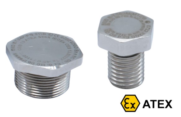 Ex-proof Kör Tapa Pirinç Nikel Kaplama Zone 1/21 ATEX Sertifikalı IP68